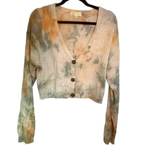 Honey Punch Rust & Grey Tie Dye Cropped Knit Sweater Size Medium